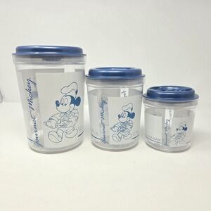 Vintage Disney Gourmet Mickey Set of 3 Plastic Canisters